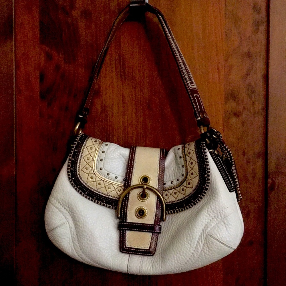 Coach Cream Leather Satchel Y2K